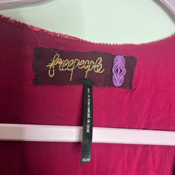 Free People Kara Velvet Wrap Metallic Striped Maxi Dress Burgundy XSmall NWOT - Picture 5 of 7